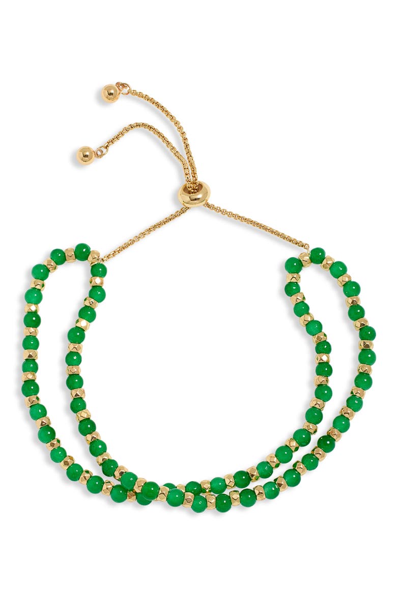 Beaded 2-Row Slider Bracelet, Alternate, color, GREEN- GOLD