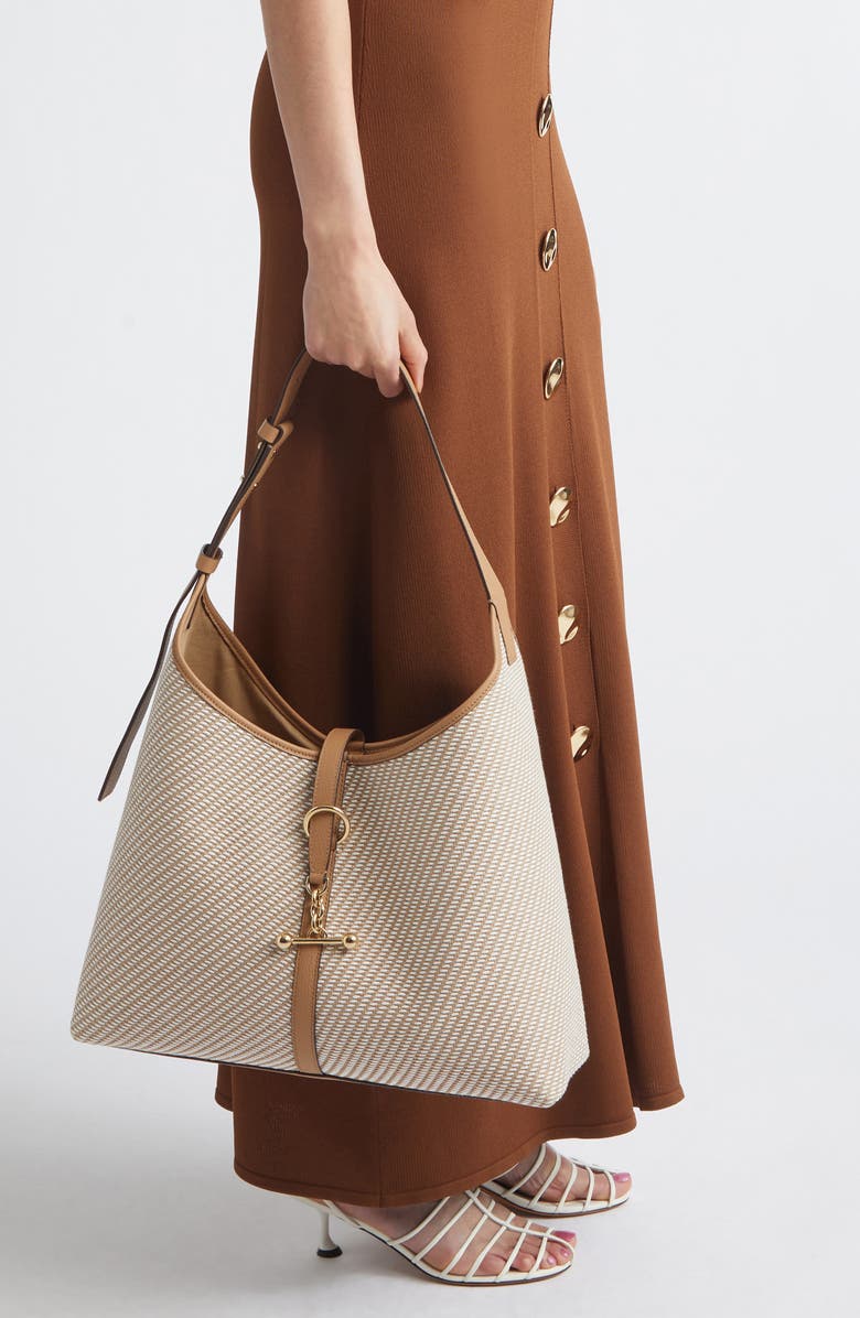 Strathberry Maxi Kite Twill Hobo Bag, Alternate, color, Caramel/ Natural