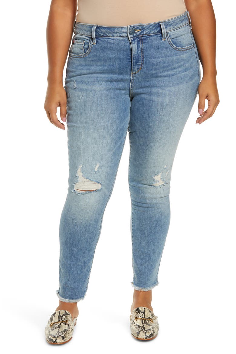 High Waist Fray Hem Ankle Jeans, Main, color, CLAIRE