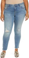SLINK Jeans High Waist Fray Hem Ankle Jeans