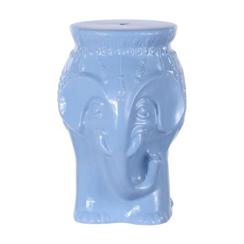 Orla 18.5" Modern Bohemian Elephant Ceramic Garden Stool