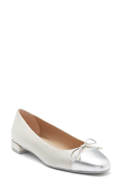Sleek Cap Toe Bow Flat (Women)