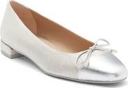 Stuart Weitzman Sleek Cap Toe Bow Flat