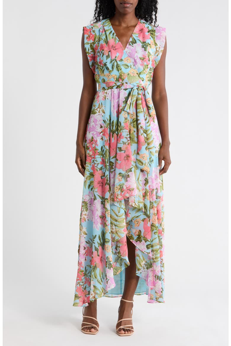 floral maxi dress with cap sleeves Vintage Floral Cap Sleeve Maxi Dress Moss / M