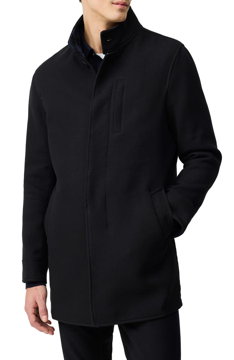 Rodd & Gunn Cain Flat Front Organic Cotton Twill Coat, Main, color, Onyx