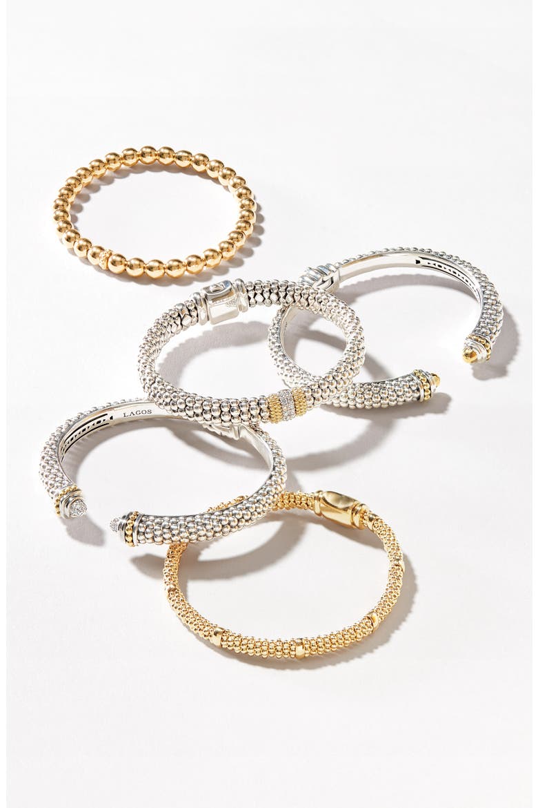 Signature Caviar Hinge Cuff Bracelet, Alternate, color, SILVER