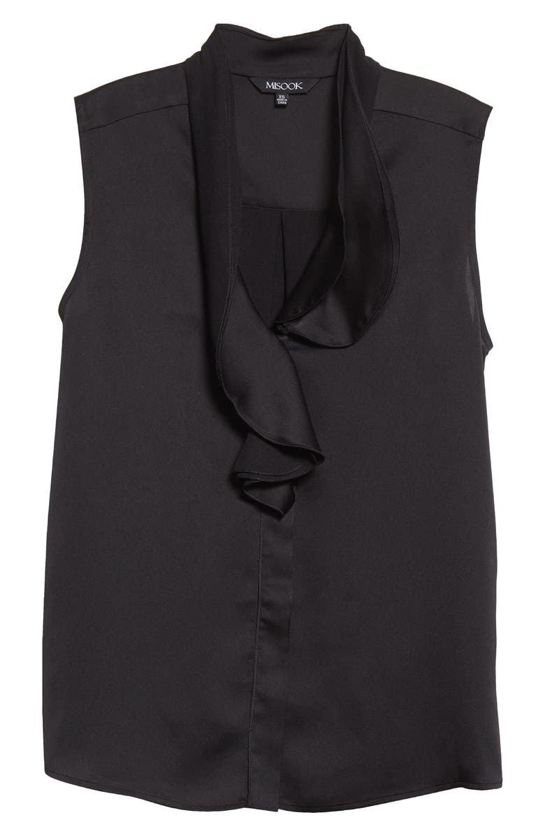 Misook Cascading Lapel Sleeveless Top, Alternate, color, Black