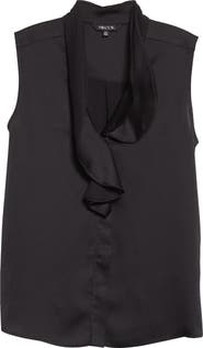 Misook Cascading Lapel Sleeveless Top