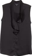 Misook Cascading Lapel Sleeveless Top