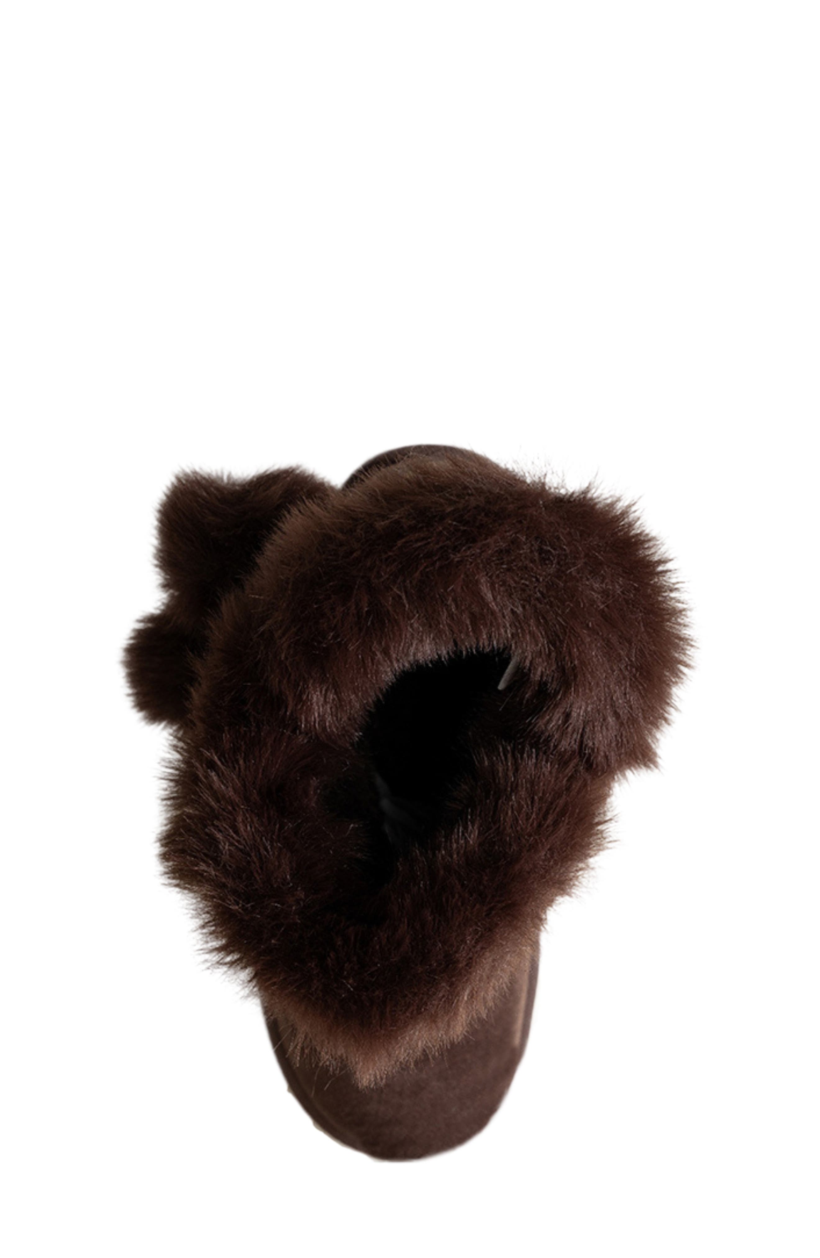 Kids' Faux Fur Trim Boot, Alternate, color, CHOCOLATE