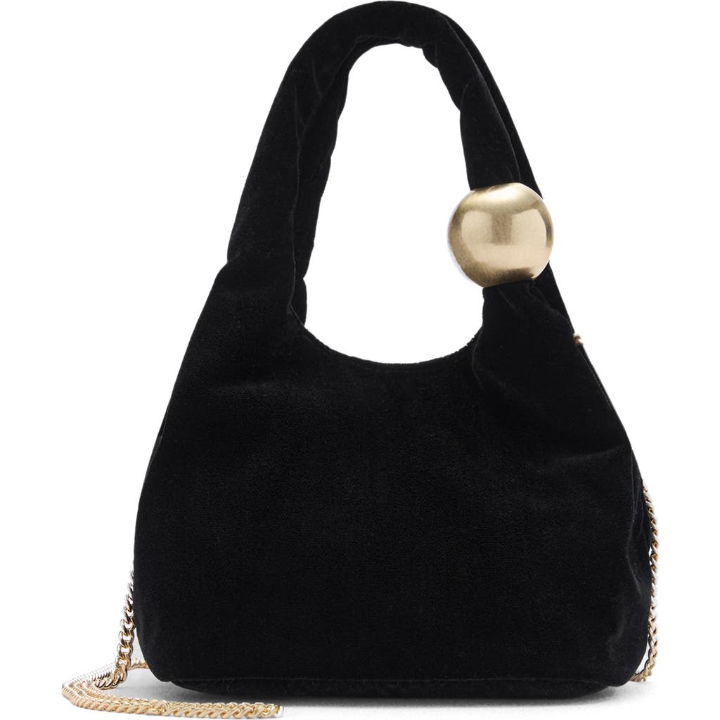 Mango Ball Detail Velvet Handbag In Black