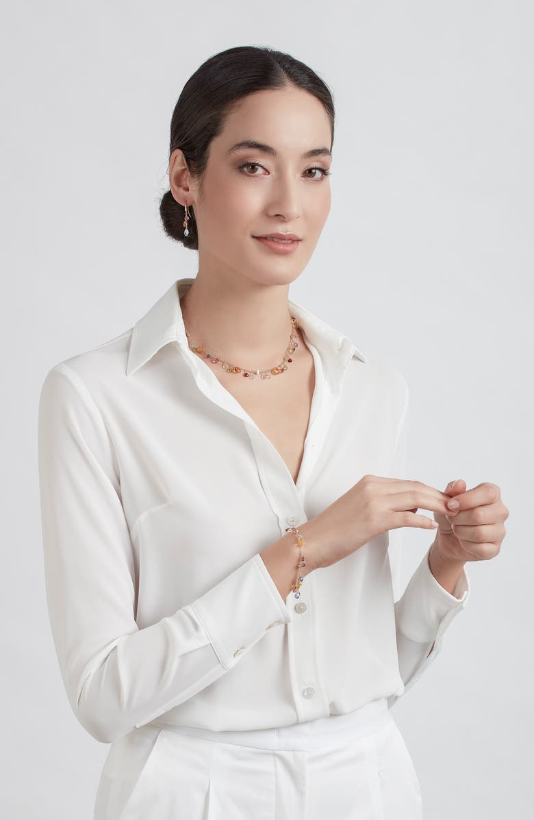 Marco Bicego Paradise 18K Yellow Gold Diamond Topaz & Semiprecious Stones Short Drop Earrings, Alternate, color, Yellow Gold