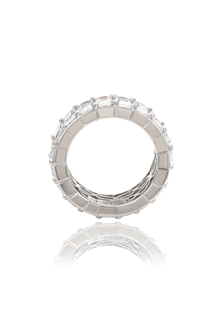 Sterling Silver Emerald Cut CZ Eternity Band Ring, Alternate, color, WHITE