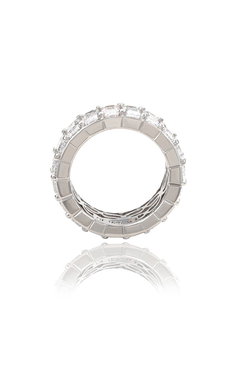 SUZY LEVIAN Sterling Silver Emerald Cut CZ Eternity Band Ring, Alternate, color, 