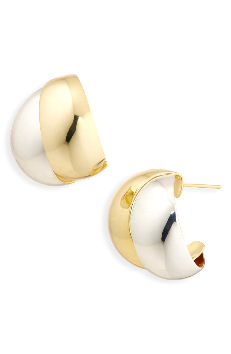 ARGENTO VIVO Two-Tone Crossover Stud Earrings, Main, color, Gold/ Silver