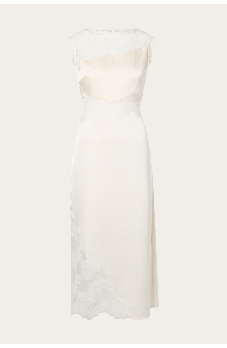 Malina Desire Lace Trimmed Cut Out Midi Dress, Alternate, color, Vanilla