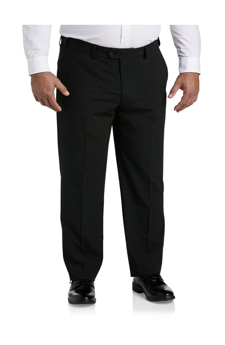 Oak Hill by DXL Perfect Fit Waist-Relaxer Flat-Front Suit Pants, Main, color, Charcoal