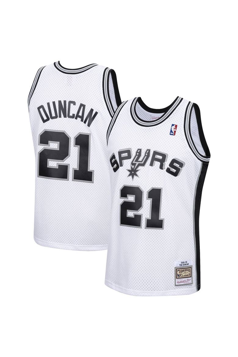 Men's Mitchell & Ness Tim Duncan White San Antonio Spurs Hardwood Classics Swingman Jersey, Main, color, White