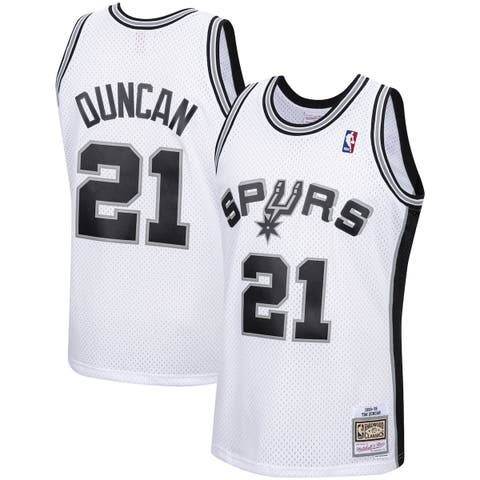 Men's Mitchell & Ness Tim Duncan White San Antonio Spurs Hardwood Classics Swingman Jersey