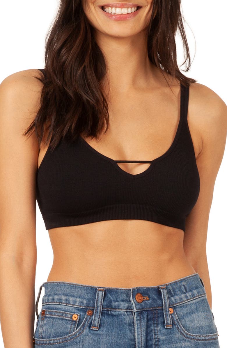 LIVELY Seamless Rib Adjustable V-Neck Bralette, Main, color, 