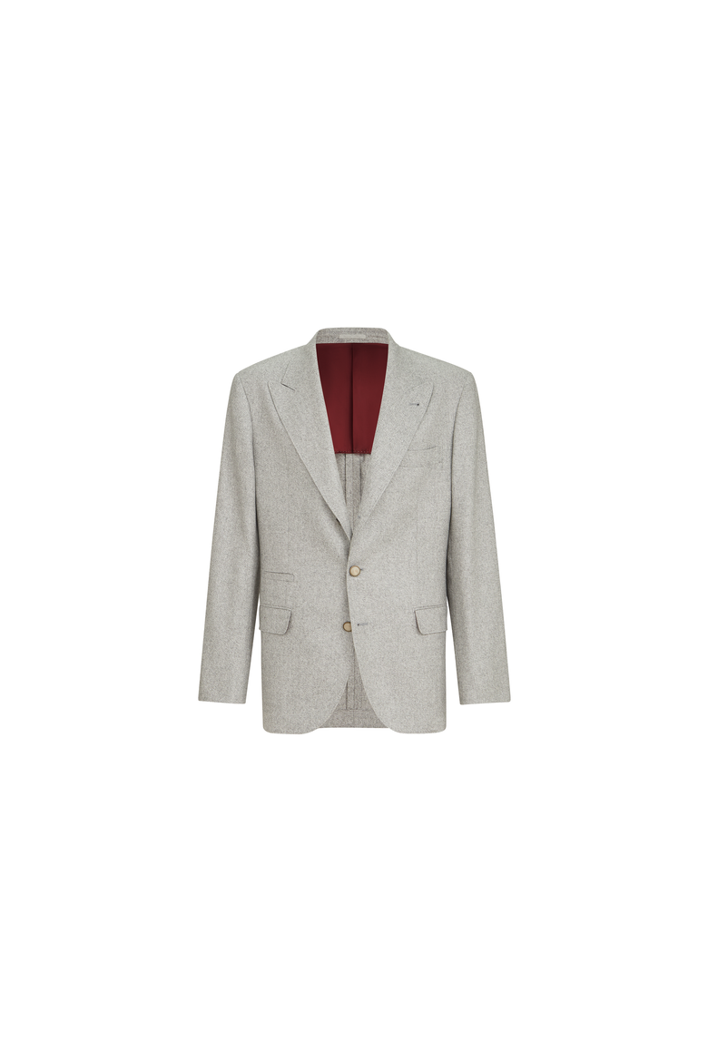 Silk and cashmere cavalry tweed deconstructed blazer with large peak lapels, Alternate, color, Lignite