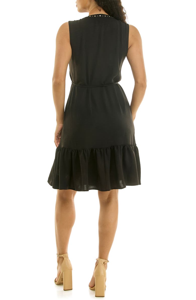 Nina Leonard Embellished Tiered Dress, Alternate, color, Black