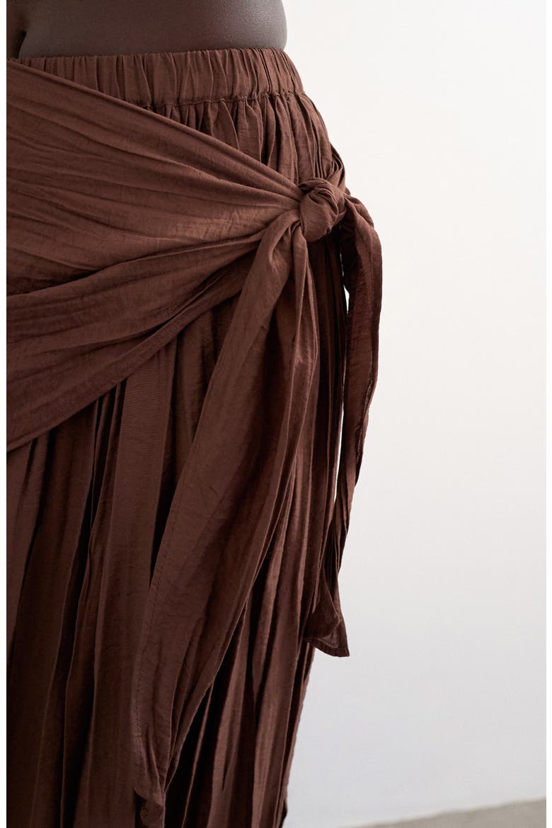 Sash Tie Crinkle Maxi Skirt, Alternate, color, BROWN
