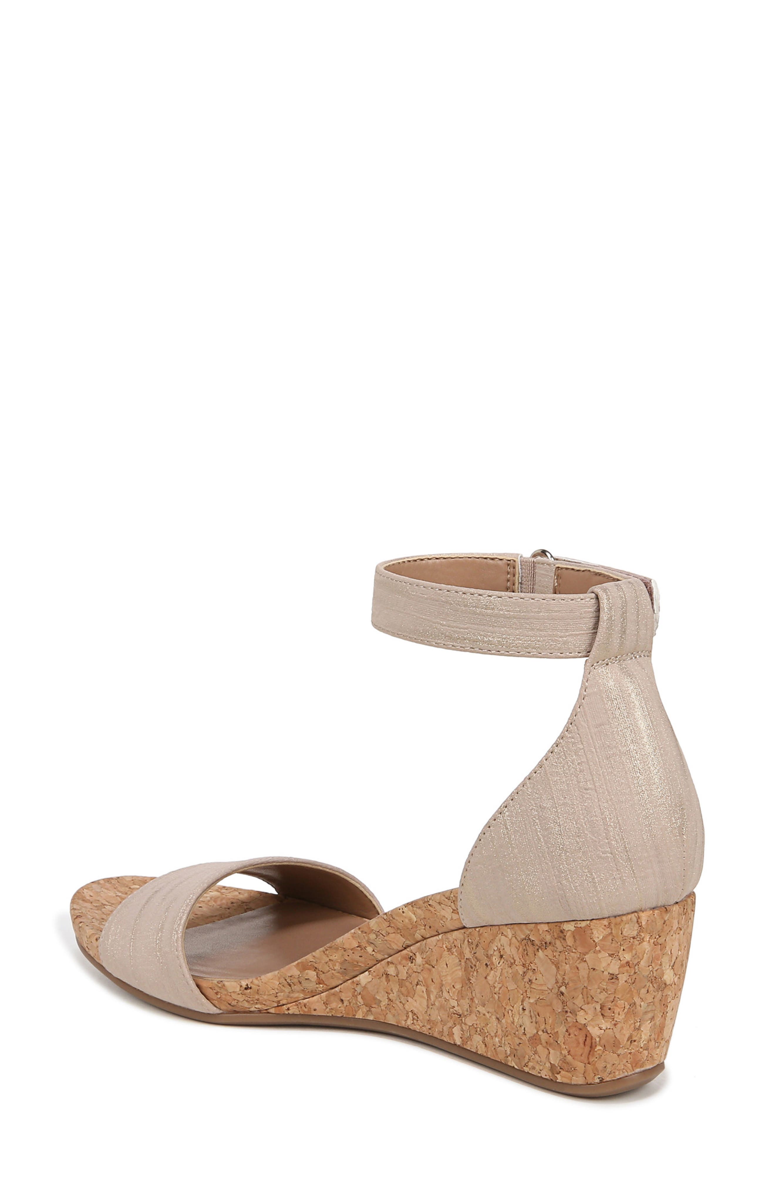 Naturalizer Areda Ankle Strap Wedge Sandal - Wide Width Available, Alternate, color, Fawn Beige Faux Leather