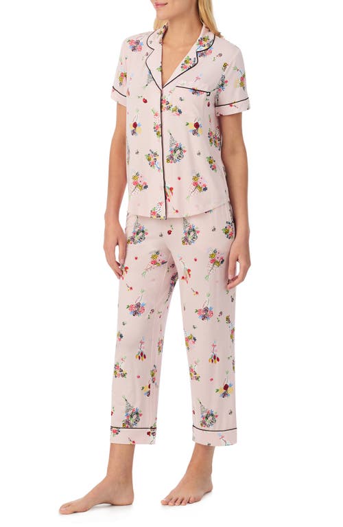 Kate Spade New York Printed Button Front Sleep Shirt In Pink