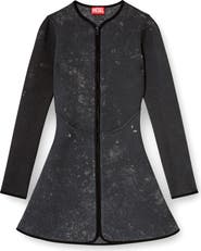 DIESEL® Long Sleeve Marbled Scuba Fit & Flare Minidress
