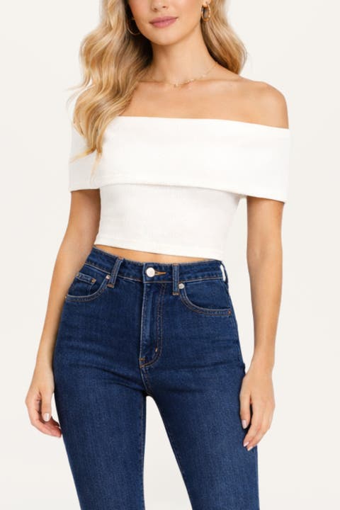 Foldover Zip-Front Bandeau Top