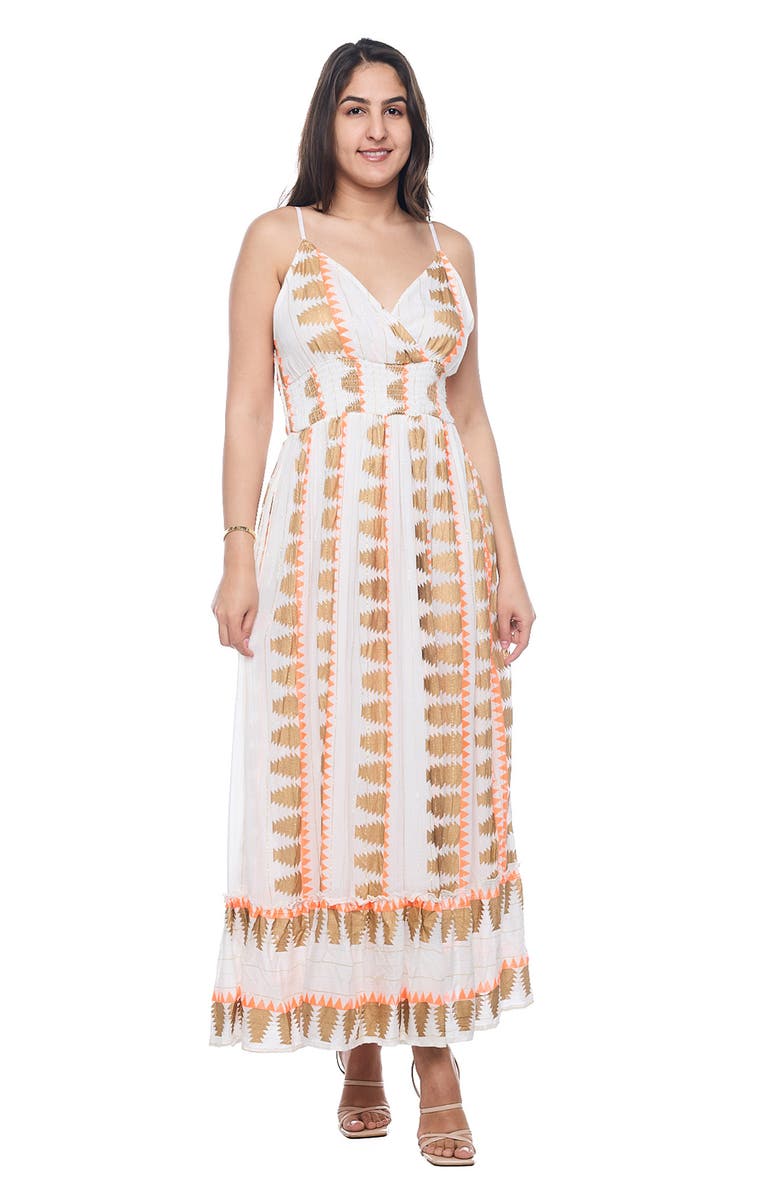 RANEES Smocked Maxi Sundress, Alternate, color, White