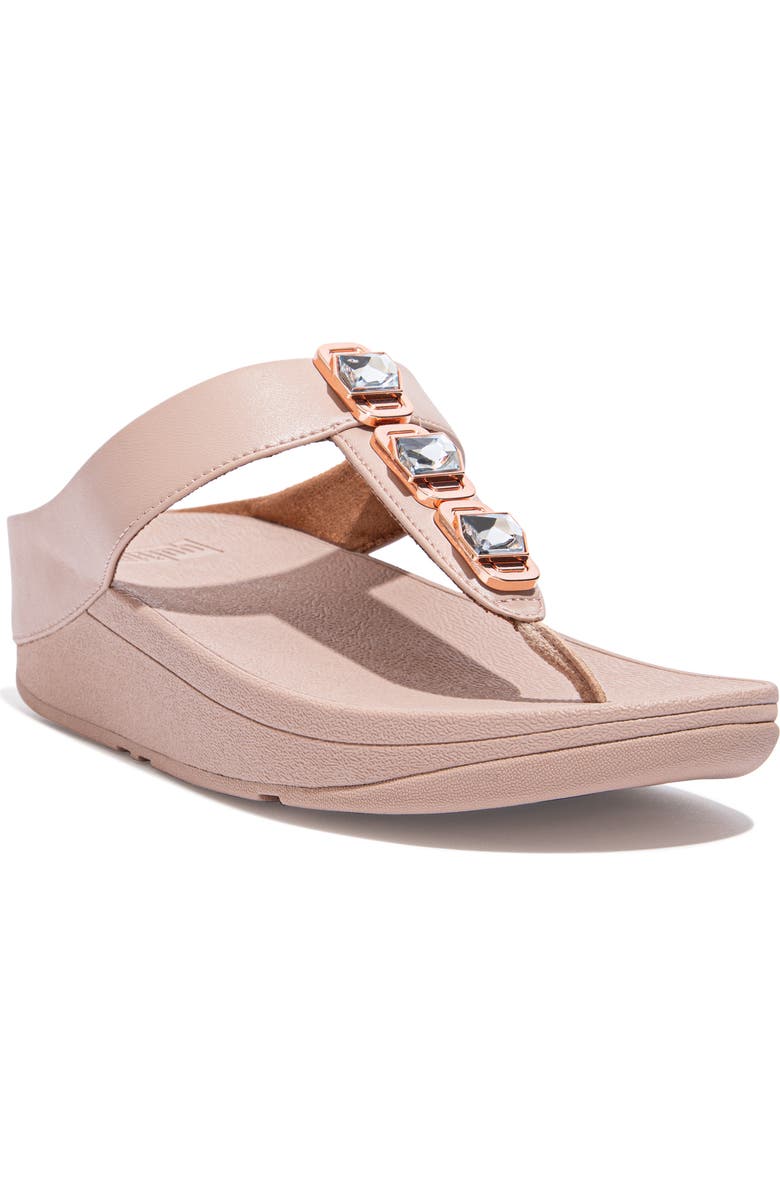FitFlop Fino Crystal Wedge Flip Flop Sandal, Main, color, Beige