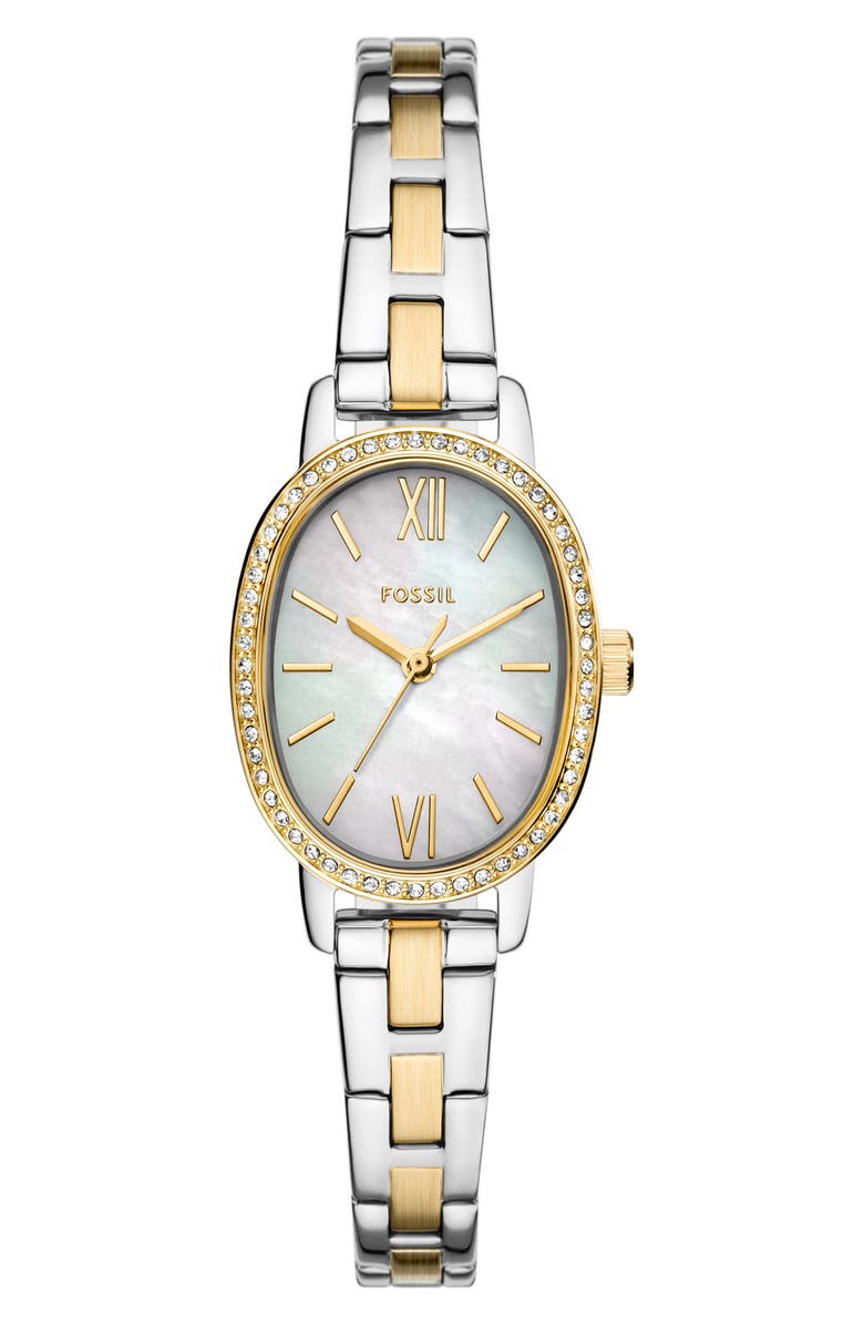Fossil Penny Two-Tone Mother-of-Pearl Quartz Bracelet Watch, 23mm, Main, color, 2-Tone