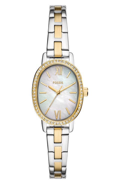 Penny Two-Tone Mother-of-Pearl Quartz Bracelet Watch, 23mm