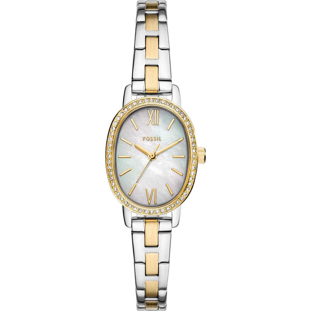 Fossil Penny Two-tone Mother-of-pearl Quartz Bracelet Watch, 23mm
