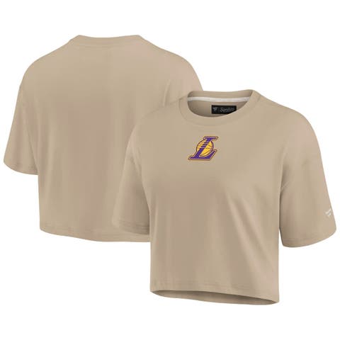 Women's Fanatics Signature Khaki Los Angeles Lakers Elements Super Soft Boxy Cropped T-Shirt