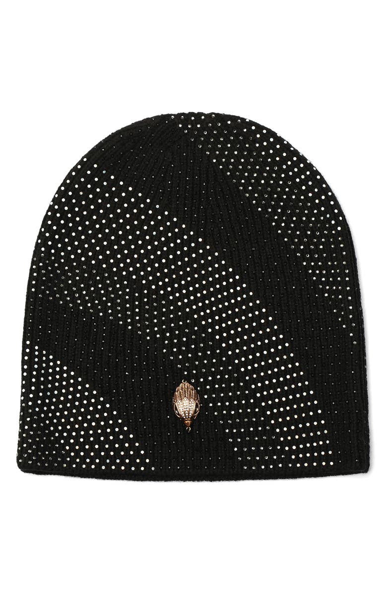 Kurt Geiger London Crystal Wave Monochrome Beanie, Main, color, Black