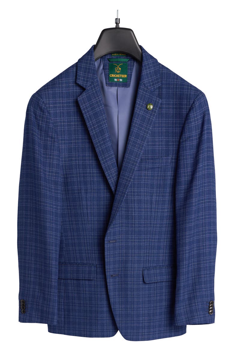 Plaid Wool Blend Sport Coat, Alternate, color, NAVY