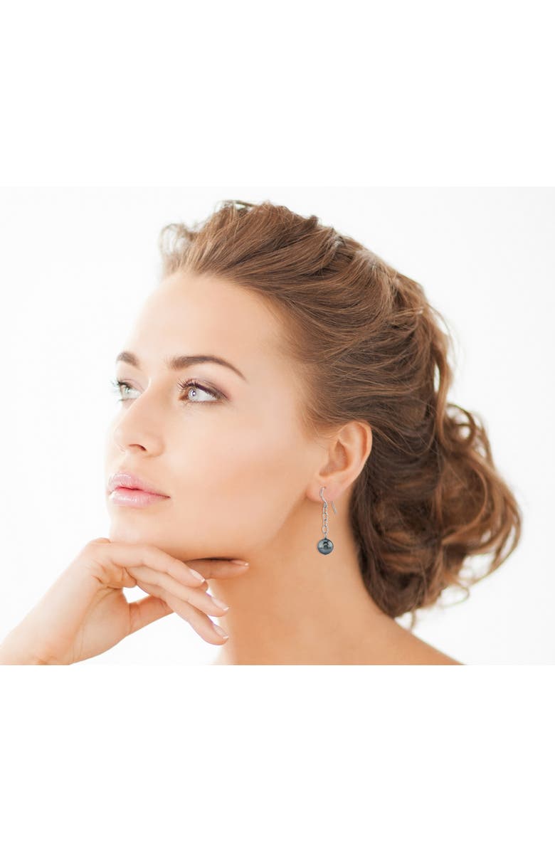 The Pearl Source Tahitian South Sea Round Pearl Dangling Tincup Earrings, Alternate, color, White Gold