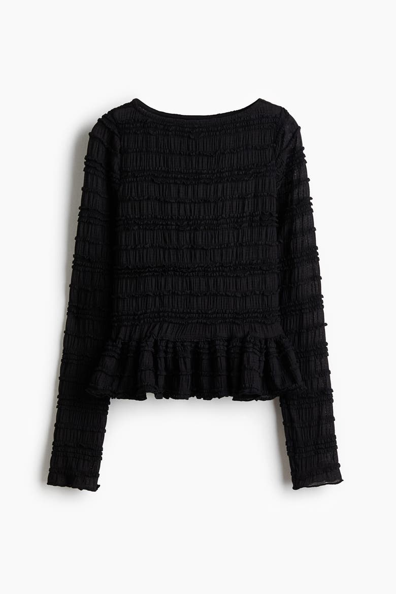 Smocked Top, Alternate, color, Black