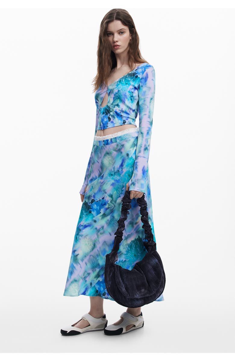 Desigual x Collina Strada Batik Pattern Plissé Shoulder Bag, Alternate, color, Dark Blue