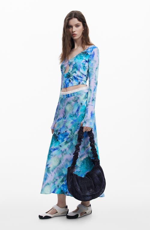 Desigual X Collina Strada Batik Pattern Plissé Shoulder Bag In Dark Blue