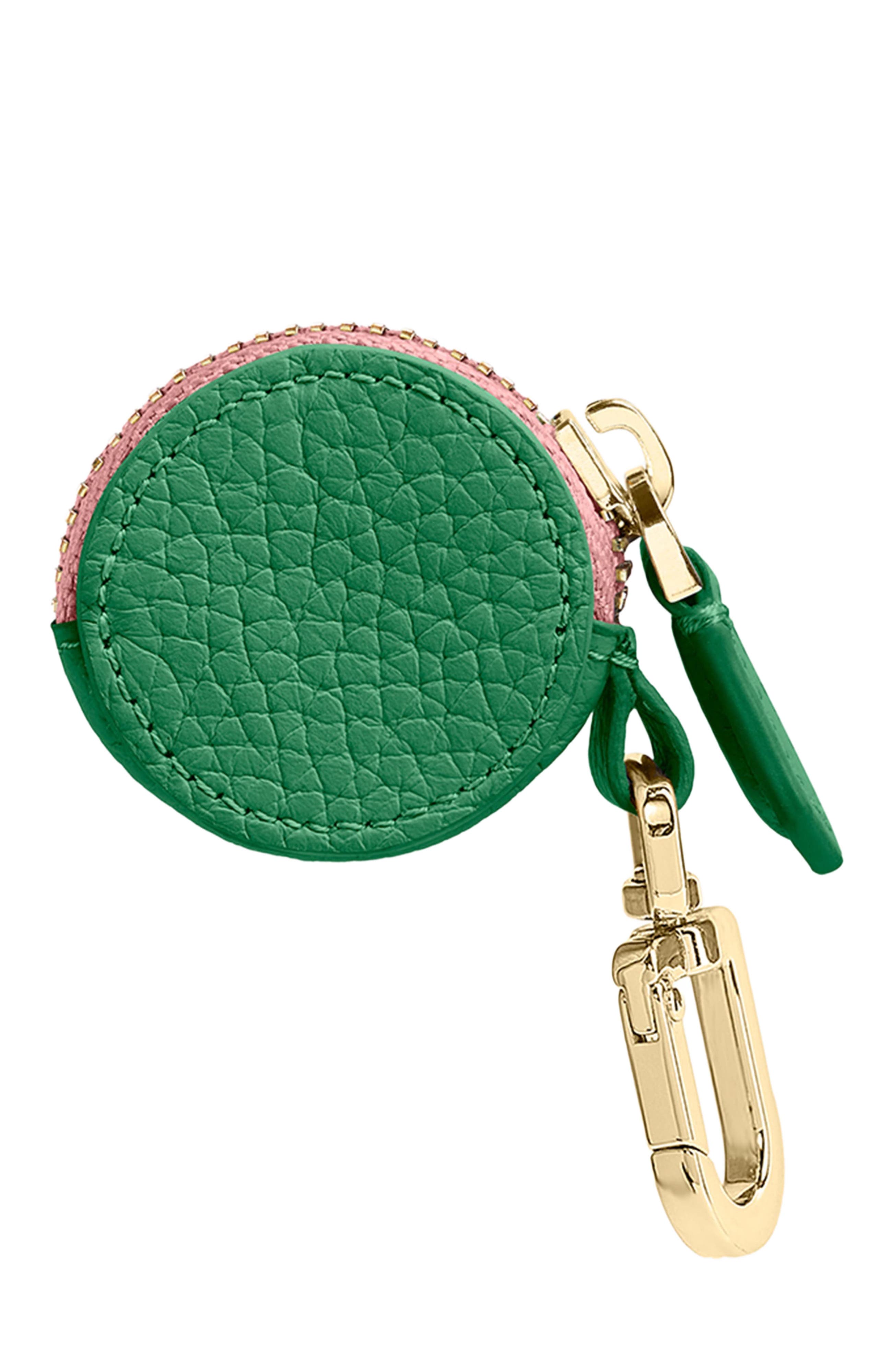 MAISON de SABRÉ Leather AirTag Charm, Alternate, color, Emerald Pink