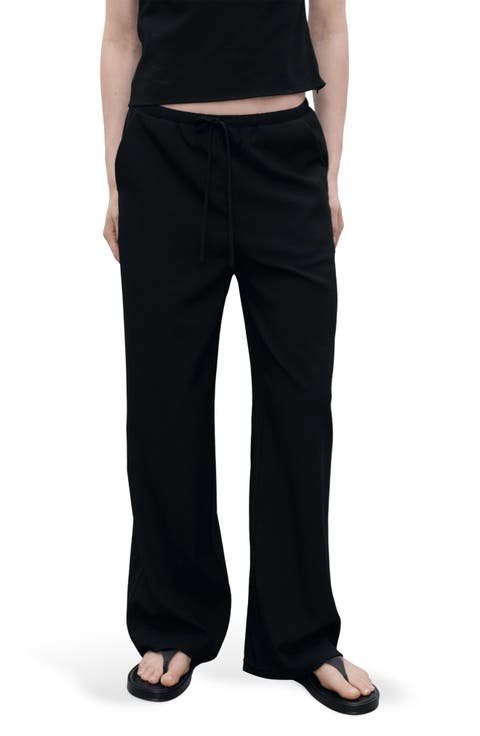 Tie Waist Straight Leg Pants