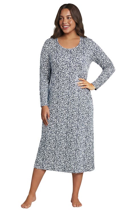 Cotton Long Sleeve Midcalf Nightgown