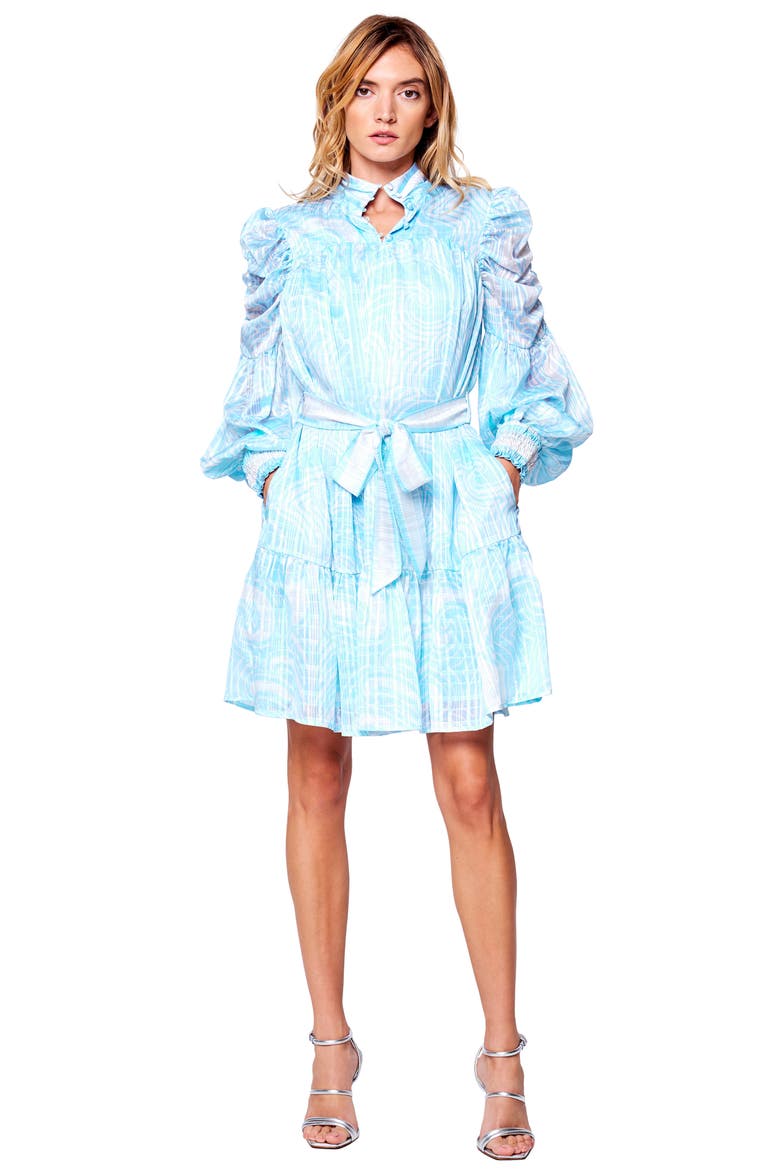 Alexis Abstract Print Long Sleeve Dress, Alternate, color, BLUE