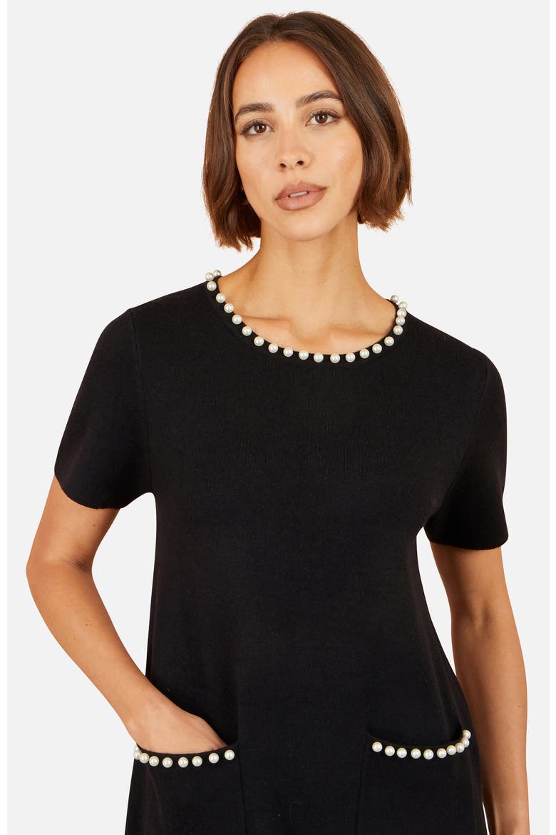 Embellished Detail Knitted Tunic Dress, Alternate, color, Black