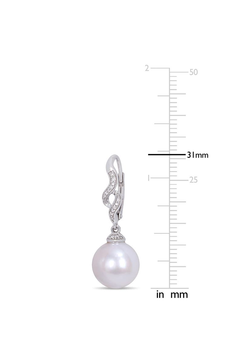 DELMAR Cultured Freshwater Pearl & Diamond Drop Earrings - 0.06ct., Alternate, color, White