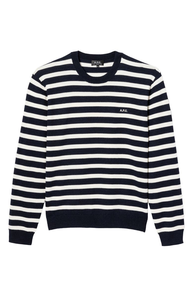 A.P.C. Matthias Stripe Wool Sweater, Alternate, color, Dark Navy / Ecru